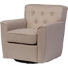 Canberra Fabric Upholstered Swivel Lounge Chair - Button Tufted, Beige - WI-DB-186-BEIGE