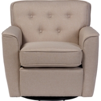 Canberra Fabric Upholstered Swivel Lounge Chair - Button Tufted, Beige