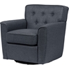 Canberra Fabric Upholstered Swivel Lounge Chair - Button Tufted, Gray - WI-DB-186-GRAY