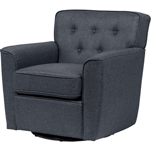 Canberra Fabric Upholstered Swivel Lounge Chair - Button Tufted, Gray 