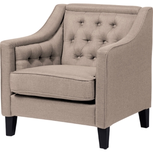 Vienna Upholstered Armchair - Button Tufted, Beige 