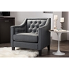 Vienna Upholstered Armchair - Button Tufted, Gray - WI-DB-187-GRAY
