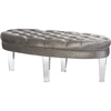 Edna Oval Microsuede Upholstered Ottoman Bench - Button Tufted, Gray - WI-DB-188-GRAY