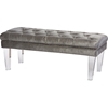 Edna Rectangular Microsuede Upholstered Bench - Button Tufted, Gray - WI-DB-189-GRAY