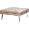 Edna Square Microsuede Upholstered Ottoman Bench - Button Tufted, Beige - WI-DB-190-BEIGE