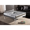 Edna Square Microsuede Upholstered Ottoman Bench - Button Tufted, Gray - WI-DB-190-GRAY