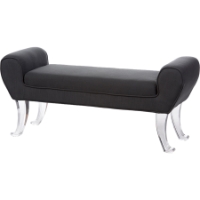 Emerson Linen Upholstered Ottoman Bench - Gray