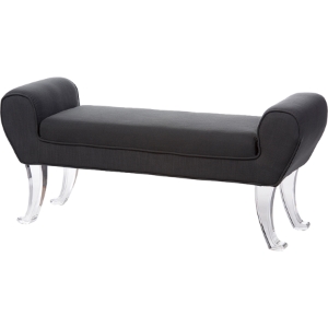 Emerson Linen Upholstered Ottoman Bench - Gray 
