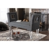 Bessie Linen Upholstered Bench - Flared Arms, Gray - WI-DB-197-GRAY