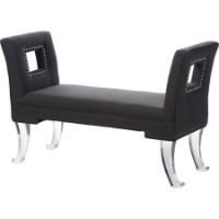 Bessie Linen Upholstered Bench - Flared Arms, Gray