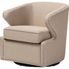 Finley Fabric Upholstered Swivel Armchair - Beige - WI-DB-203-BEIGE