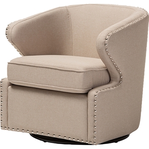 Finley Fabric Upholstered Swivel Armchair - Beige 