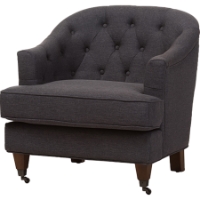 Jilian Upholstered Armchair - Button Tufted, Dark Gray