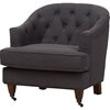 Jilian Upholstered Armchair - Button Tufted, Dark Gray - WI-DB206-DARK-GRAY