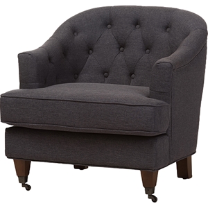 Jilian Upholstered Armchair - Button Tufted, Dark Gray 