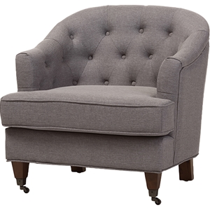 Jilian Upholstered Armchair - Button Tufted, Light Gray 