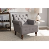 Christa Fabric Upholstered Armchair - Button Tufted, Light Gray - WI-DB207-LIGHT-GRAY