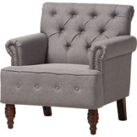 Christa Fabric Upholstered Armchair - Button Tufted, Light Gray