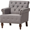 Christa Fabric Upholstered Armchair - Button Tufted, Light Gray - WI-DB207-LIGHT-GRAY
