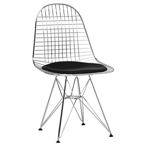 Avery Bertoia Style Accent Chair - Chrome, Black Seat 