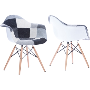 Lia Patchwork Dining Chair - Black, White (Set of 2) 