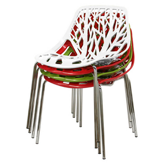 Birch Stackable Plastic Chair with Sapling Design | DCG Stores