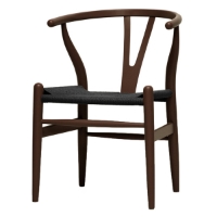 Hans Wegner Style Wishbone Chair - Brown Frame, Black Seat