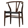 Hans Wegner Style Wishbone Chair - Brown Frame, Black Seat - WI-DC-541-DB-BLACK-SEAT