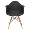 Pascal Mid-Century Modern Plastic Chair - Wood Dowel Legs, Black - WI-DC-866-BLACK