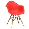 Pascal Mid-Century Modern Plastic Chair - Wood Dowel Legs, Red - WI-DC-866-RED