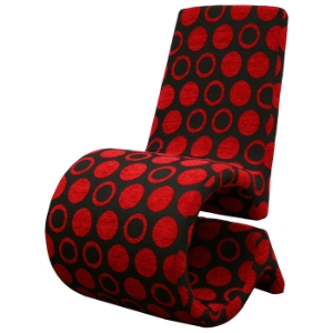 Forte Black and Red Patterned Fabric Accent Chair 