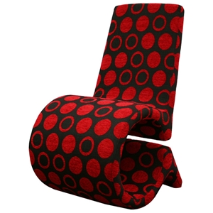 Forte Black and Red Patterned Fabric Accent Chair 