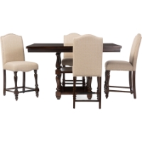 Zachary 5-Piece Square Counter Pub Set - Brown, Beige