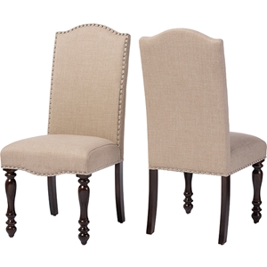 Zachary Upholstered Dining Chair - Brown, Beige (Set of 2) 