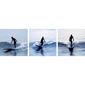 Surf Silhouettes Mounted Photography Print Triptych - Multicolor 