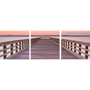 Pier Sunset Mounted Photography Print Triptych - Multicolor 