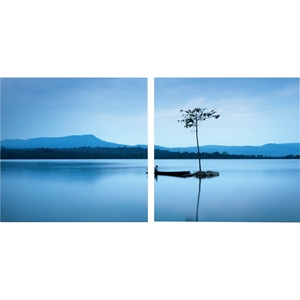 Cerulean Stillness Mounted Photography Print Diptych - Multicolor 
