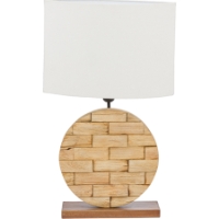 Budalin Linen Table Lamp - White, Natural