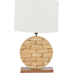 Budalin Linen Table Lamp - White, Natural 