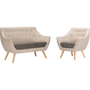 Astrid 2-Piece Fabric Living Room Set - Light Beige 