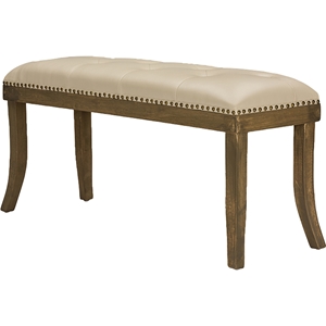 Damien Faux Leather Bench - Brown, Beige 