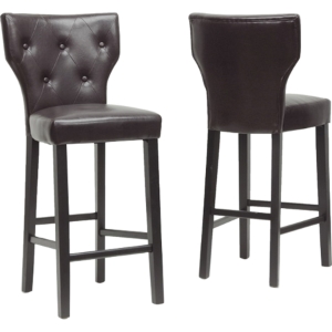 Billings Bar Stool - Button Tufted, Dark Brown (Set of 2) 