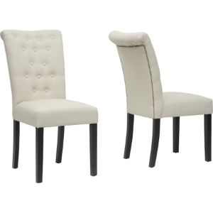 Brittany Dining Chair - Button Tufted, Beige (Set of 2) 