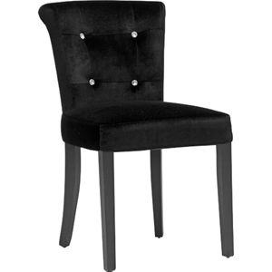 Larouche Velveteen Dining Chair - Button Tufted, Black (Set of 2) 
