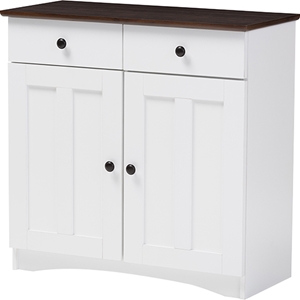 Lauren 2 Doors Buffet Kitchen Cabinet - White, Wenge 