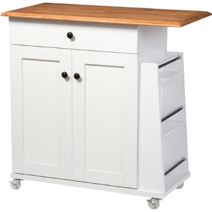 Balmore Kitchen Cart Trolley Cabinet - White, Cherry 