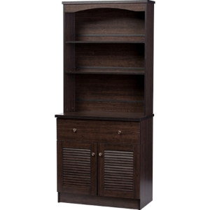 Agni Buffet and Hutch Kitchen Cabinet - Dark Brown 