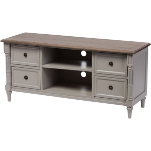 Edouard 4 Drawers TV Cabinet - White Wash, Light Brown 