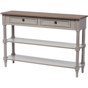 Edouard 2 Drawers Console Table - White Wash, Light Brown 