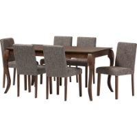 Elsa 7-Piece Dining Set - Gravel, Walnut Brown